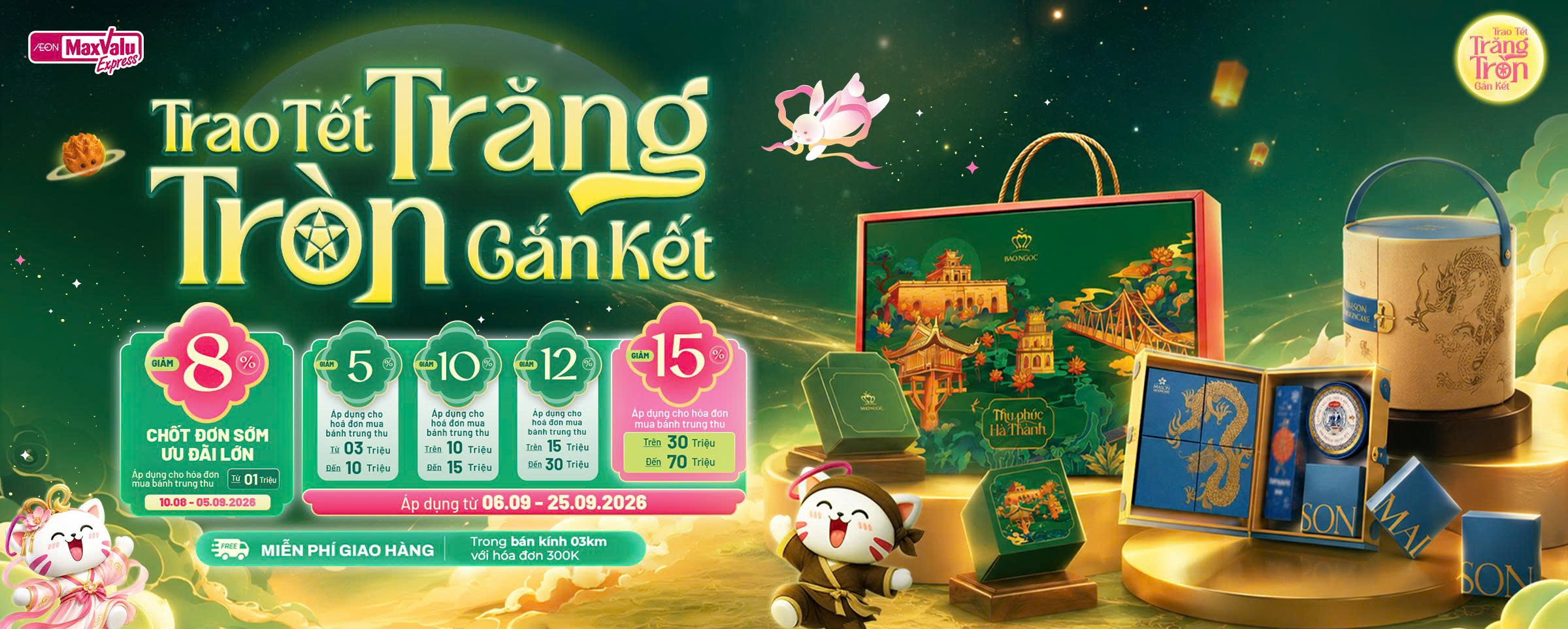 THƯỞNG BÁNH ĐÓN TRĂNG - HƯỞNG CHIẾT KHẤU HỜI CÙNG AEON MAXVALU